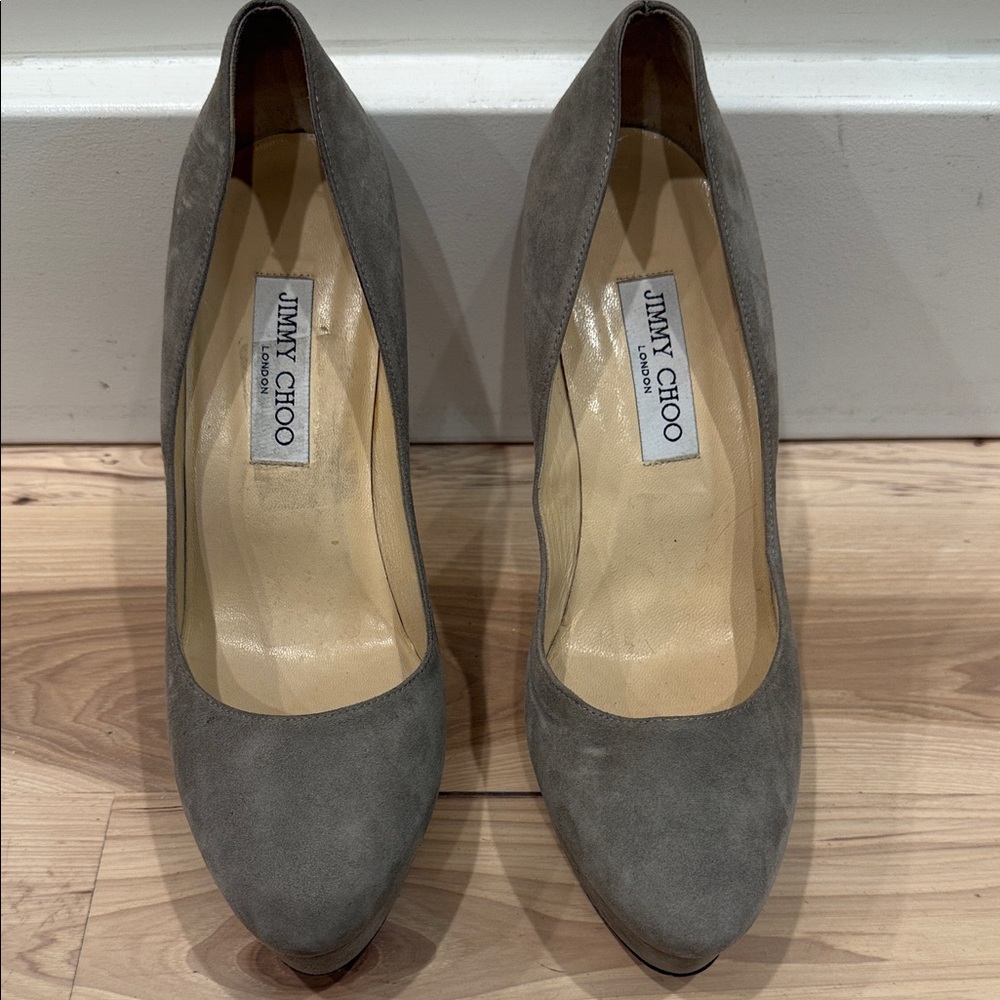 Jimmy Choo Taupe Suede Heels